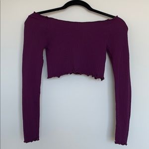 Long Sleeve Off-The-Shoulder Crop Top